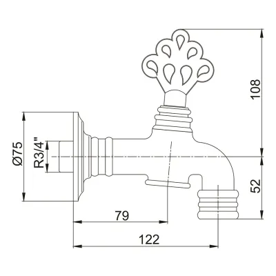 Кран для хамама латунный E.C.A. OTTOMAN 3/4