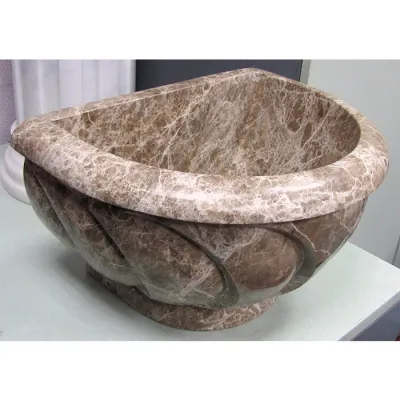 Курна для хамама мраморная бежево-коричневая "Имперадор Лайт", Тип П-1