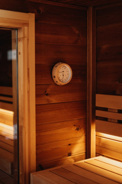 Термометр-гигрометр для сауны Fischer в деревянном корпусе, минеральное стекло