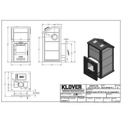 Печь для бани Klover RT 20-P закрытая каменка, выносная топка