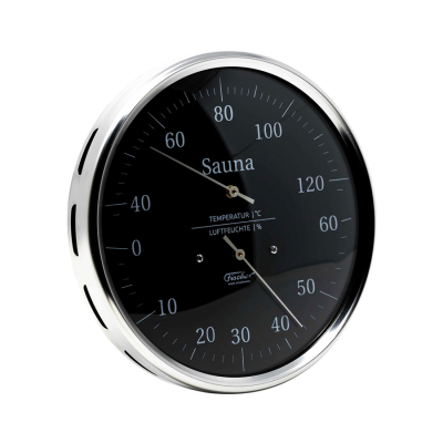 Термометр-гигрометр для сауны Fischer из нерж. стали Чёрный