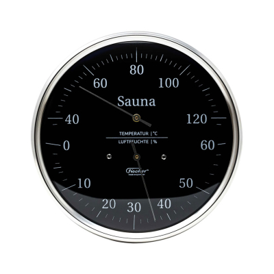 Термометр-гигрометр для сауны Fischer из нерж. стали Чёрный