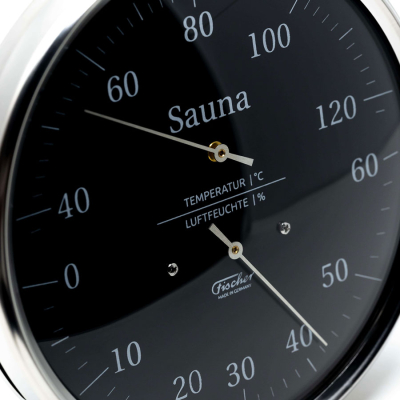 Термометр-гигрометр для сауны Fischer из нерж. стали Чёрный