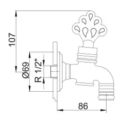 Кран для хамама латунный E.C.A. OTTOMAN 1/2