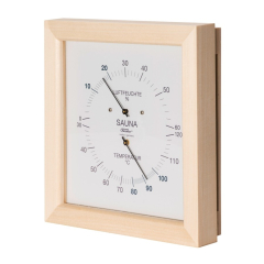 Термометр-гигрометр для сауны Fischer в деревянном корпусе квадратный